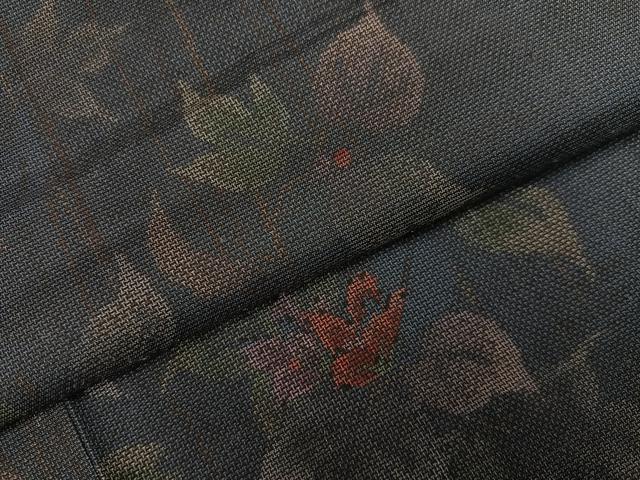 平和屋着物●本場大島紬　カタス9マルキ　草花間道　正絹　逸品　未使用　AABG9588ph
