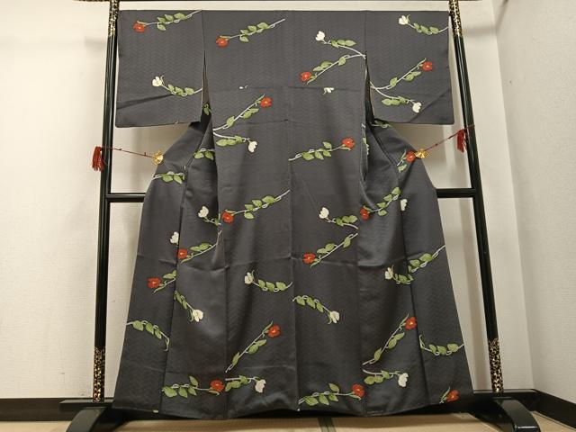 平和屋着物●上質な小紋　枝花文　正絹　逸品　AABG9589ph