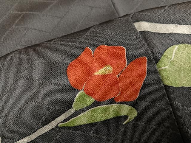 平和屋着物●上質な小紋　枝花文　正絹　逸品　AABG9589ph