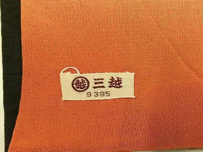平和屋着物●訪問着　駒刺繍　梅　黒地　金彩　三越扱い　正絹　逸品　AABG9590ph