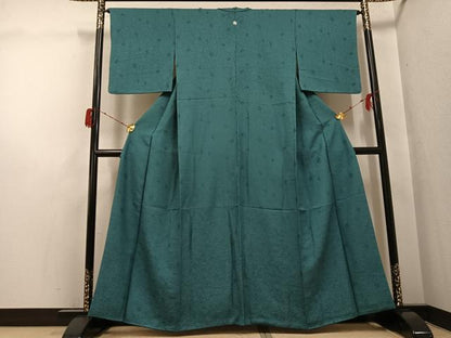 平和屋着物●上質な色無地　更紗唐草地紋　御召茶色　正絹　逸品　AABG9592ph
