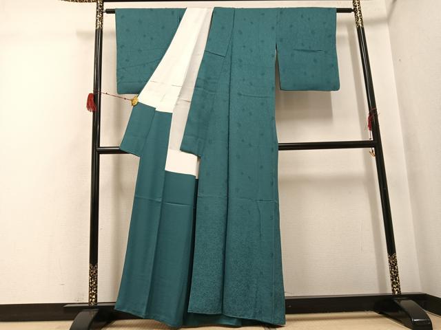 平和屋着物●上質な色無地　更紗唐草地紋　御召茶色　正絹　逸品　AABG9592ph