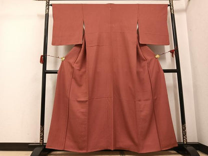 平和屋着物●上質な色無地　紅鳶色　正絹　逸品　AABG9593ph
