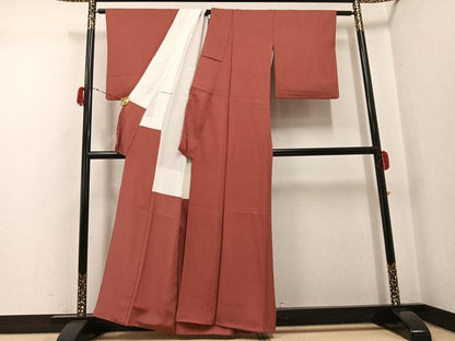 平和屋着物●上質な色無地　紅鳶色　正絹　逸品　AABG9593ph