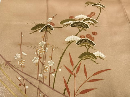 平和屋着物●訪問着　松竹梅　金彩　正絹　逸品　AABG9595ph
