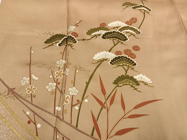 平和屋着物●訪問着　松竹梅　金彩　正絹　逸品　AABG9595ph