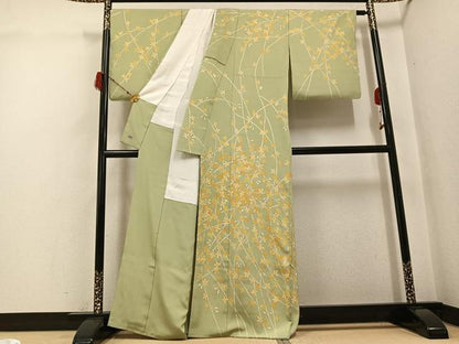平和屋着物●訪問着　友禅　枝花文　金彩　高島屋扱い　正絹　逸品　AABG9596ph