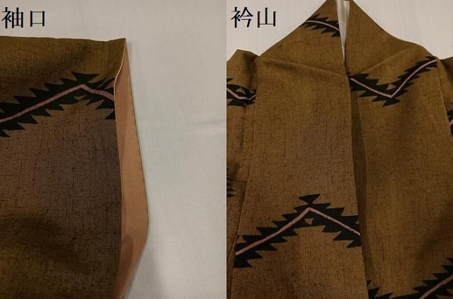 平和屋着物●上質な小紋　紬地　幾何学文様　正絹　逸品　AABG9598ph