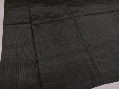 平和屋着物●男性　紬　縞　黒地　正絹　逸品　AABG9599ph
