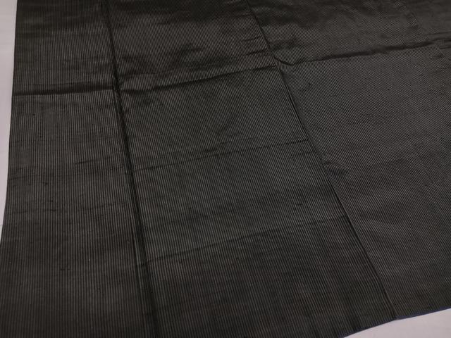 平和屋着物●男性　紬　縞　黒地　正絹　逸品　AABG9599ph