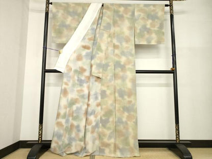 平和屋着物▽上質な小紋 単衣 鮫小紋柄 暈し染め 正絹 逸品 AABG9602ck