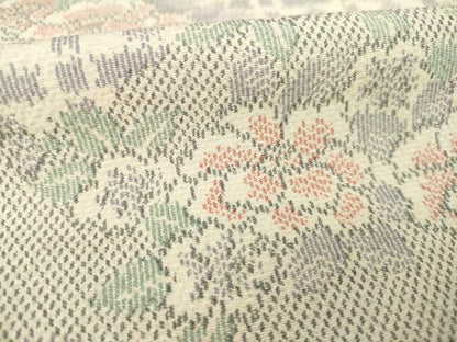 平和屋着物▽上質な紬 単衣 草花文 正絹 逸品 AABG9610ck