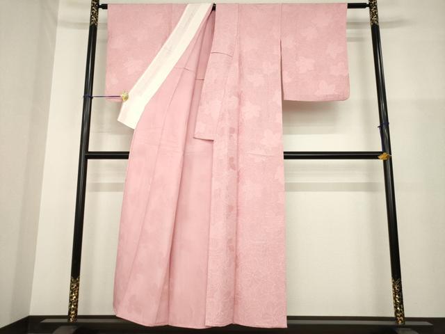 平和屋着物▽上質な小紋 単衣 地紋起こし 花尽くし 正絹 逸品 AABG9613ck