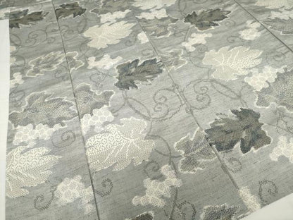 平和屋着物▽上質な紬 単衣 葡萄唐草文 正絹 逸品 AABG9616ck