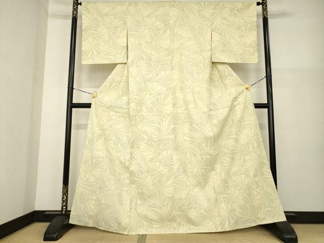 平和屋着物▽上質な紬 単衣 葉尽くし 正絹 逸品 AABG9618ck