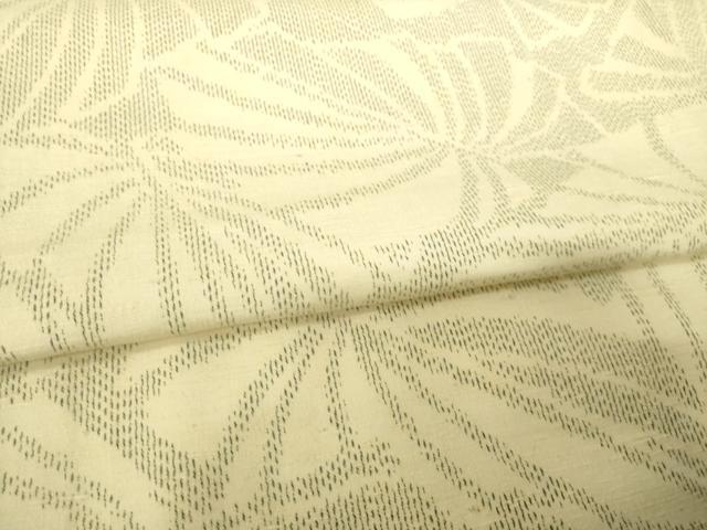 平和屋着物▽上質な紬 単衣 葉尽くし 正絹 逸品 AABG9618ck