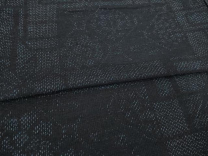 平和屋着物▽結城紬 単衣 幾何学花文 正絹 逸品 AABG9620ck