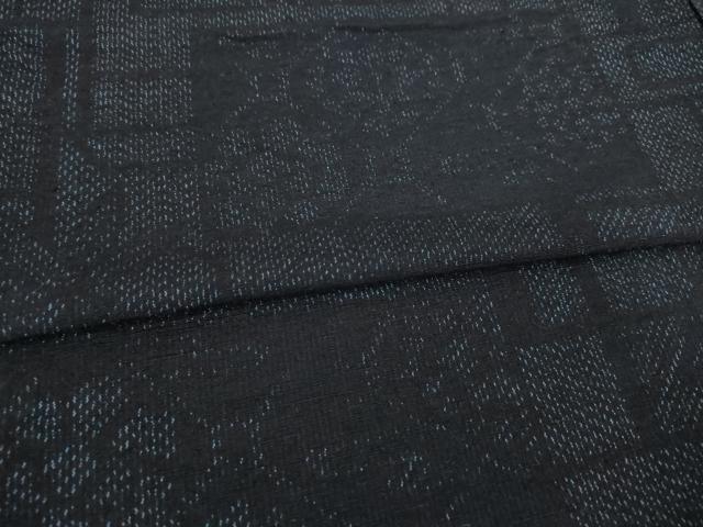 平和屋着物▽結城紬 単衣 幾何学花文 正絹 逸品 AABG9620ck