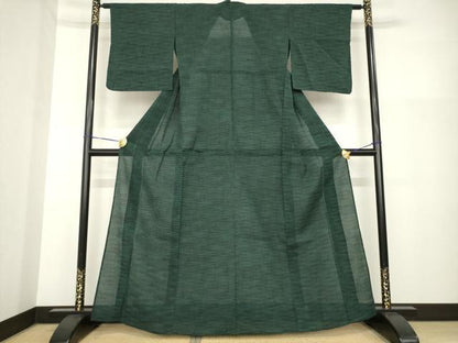 平和屋着物＊夏物　小紋　霞文　黒地　AABG9622ck