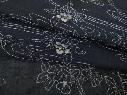 平和屋着物＊夏物 紗紬 流水枝花文 正絹 逸品 AABG9628ck