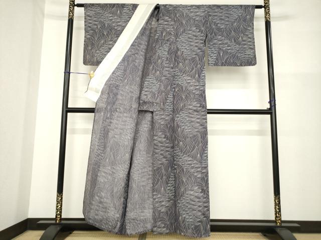 平和屋着物＊夏物 小紋・浴衣兼用 流水文 紅梅織 AABG9629ck