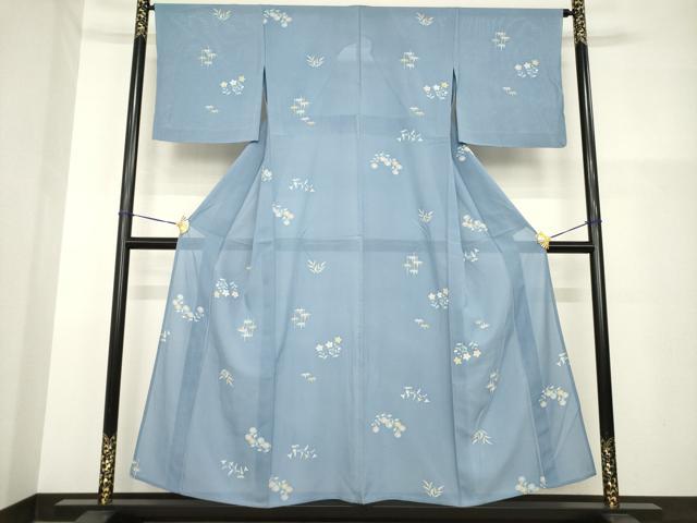 平和屋着物＊夏物 小紋 絽 笹竹 草花文 正絹 逸品 AABG9630ck