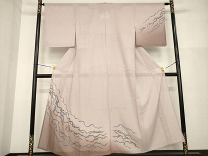 平和屋着物＊夏物 訪問着 絽 幾何学文様 暈し染め 金銀彩 正絹 逸品 AABG9631ck