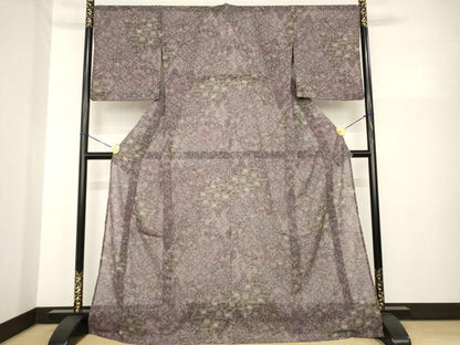 平和屋着物＊夏物 小紋 更紗花文 ロング丈 洗える着物 AABG9632ck