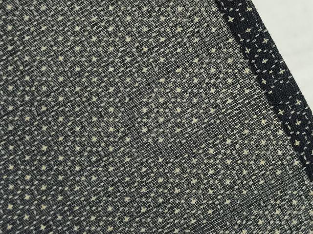 平和屋着物＊夏物 小紋 エ霞取花文 黒地 洗える着物 AABG9636ck