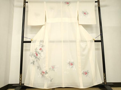 平和屋着物＊夏物 訪問着 絽 友禅 枝花文 正絹 逸品 AABG9641ck