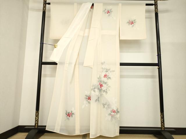平和屋着物＊夏物 訪問着 絽 友禅 枝花文 正絹 逸品 AABG9641ck