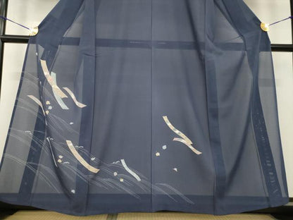 平和屋着物＊夏物　訪問着　絽　短冊花文　銀彩　正絹　逸品　AABG9645ck