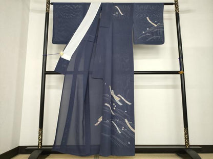 平和屋着物＊夏物　訪問着　絽　短冊花文　銀彩　正絹　逸品　AABG9645ck