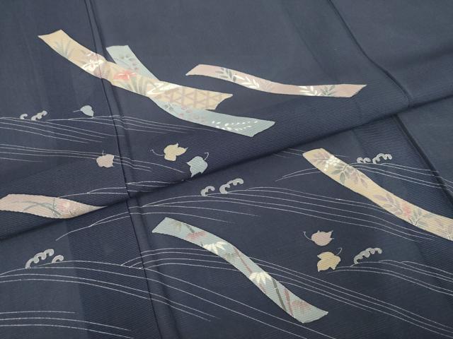 平和屋着物＊夏物　訪問着　絽　短冊花文　銀彩　正絹　逸品　AABG9645ck