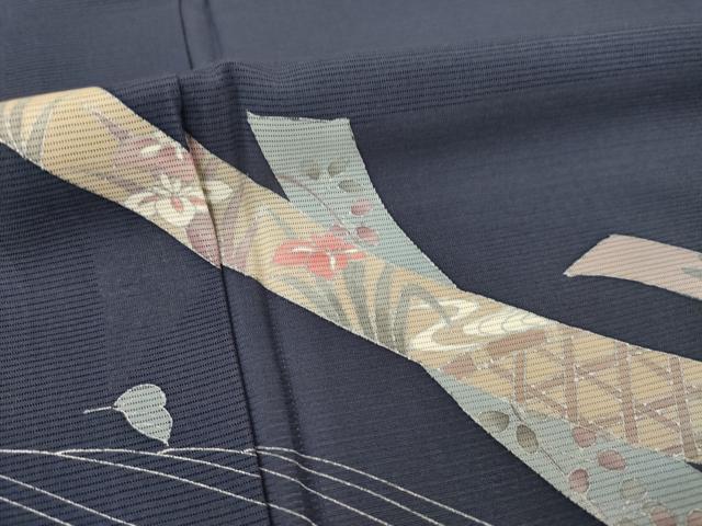 平和屋着物＊夏物　訪問着　絽　短冊花文　銀彩　正絹　逸品　AABG9645ck