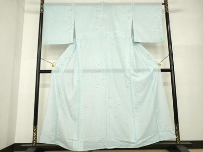 平和屋着物＊夏物 小紋 絽 舞葉文 洗える着物 AABG9647ck
