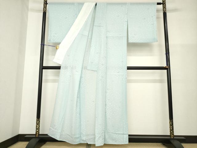 平和屋着物＊夏物 小紋 絽 舞葉文 洗える着物 AABG9647ck