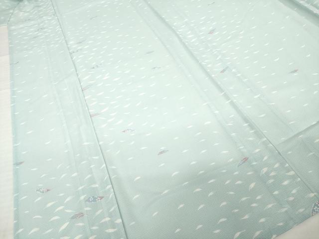 平和屋着物＊夏物 小紋 絽 舞葉文 洗える着物 AABG9647ck