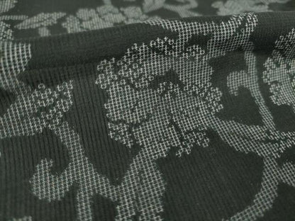 平和屋着物＊夏物 小紋 花唐草文 黒地 洗える着物 AABG9649ck