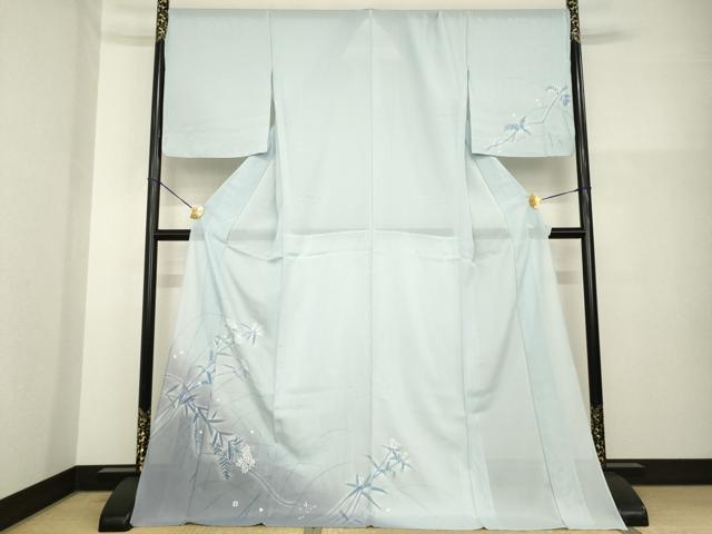 平和屋着物＊夏物 訪問着 絽 手描き 草花文 暈し染め ロング丈 正絹 逸品 未使用 AABG9650ck