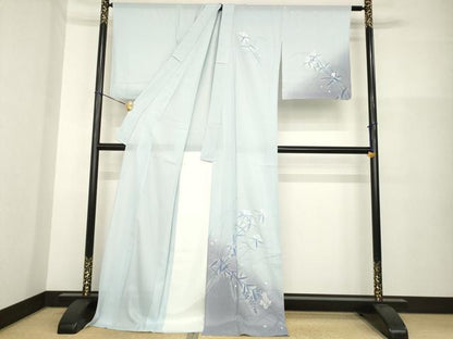 平和屋着物＊夏物 訪問着 絽 手描き 草花文 暈し染め ロング丈 正絹 逸品 未使用 AABG9650ck