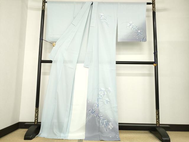 平和屋着物＊夏物 訪問着 絽 手描き 草花文 暈し染め ロング丈 正絹 逸品 未使用 AABG9650ck