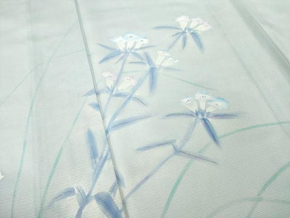 平和屋着物＊夏物 訪問着 絽 手描き 草花文 暈し染め ロング丈 正絹 逸品 未使用 AABG9650ck