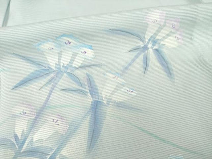 平和屋着物＊夏物 訪問着 絽 手描き 草花文 暈し染め ロング丈 正絹 逸品 未使用 AABG9650ck
