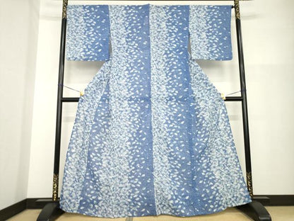 平和屋着物＊夏物 小紋 流水葉尽くし文 洗える着物 AABG9656ck