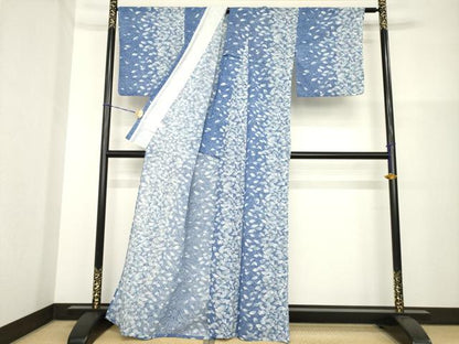 平和屋着物＊夏物 小紋 流水葉尽くし文 洗える着物 AABG9656ck