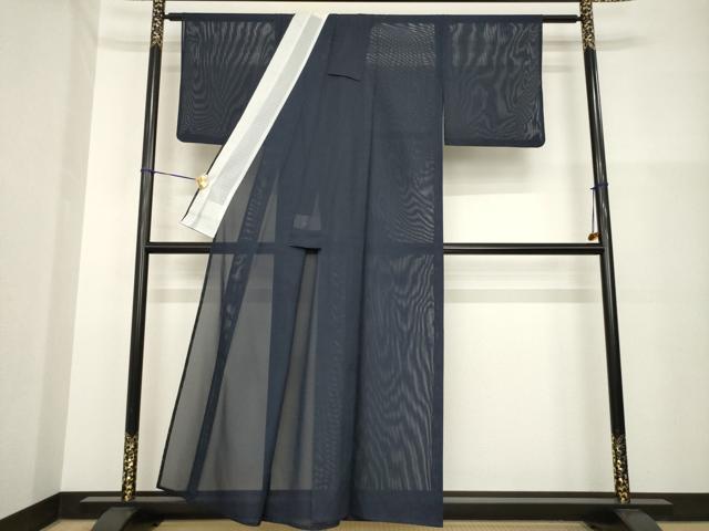 平和屋着物＊夏物 色無地 絽 藍鉄色 洗える着物 AABG9659ck