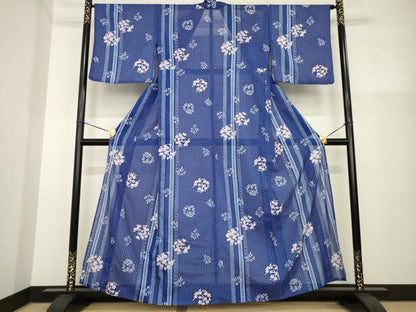 平和屋着物＊夏物 小紋 絽 花丸文 洗える着物 AABG9661ck