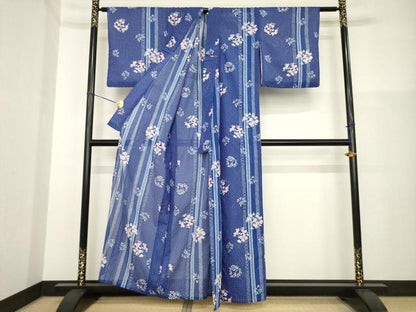 平和屋着物＊夏物 小紋 絽 花丸文 洗える着物 AABG9661ck