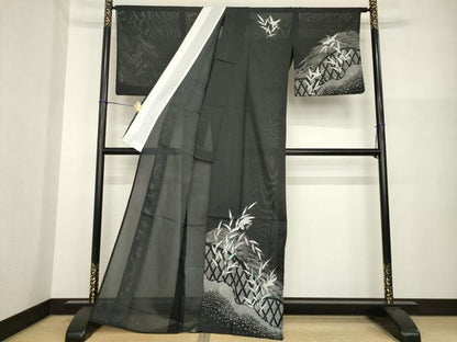 平和屋着物＊夏物 訪問着 絽 飛鶴籬文 洗える着物 AABG9662ck
